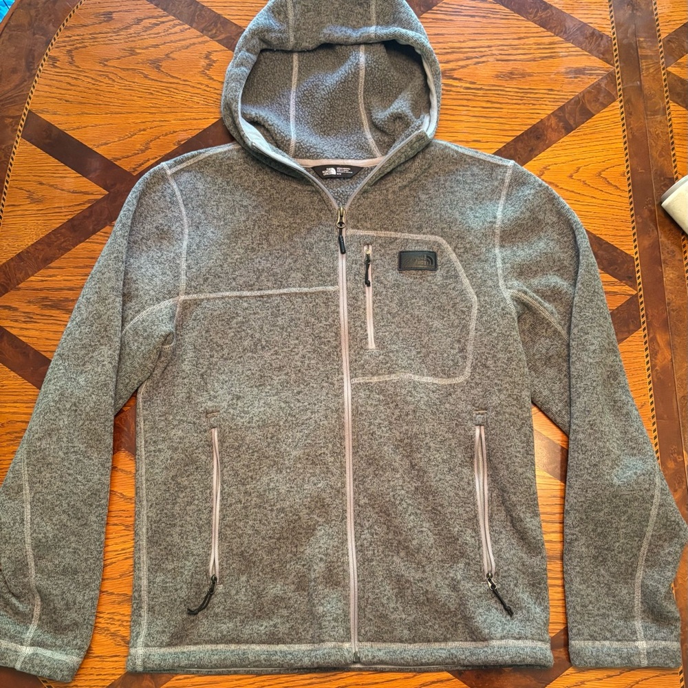 The North Face Gray Zip Up Sweater with Hood